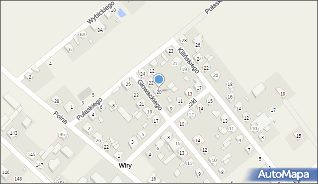 Wiry, Głowackiego, 20, mapa Wiry