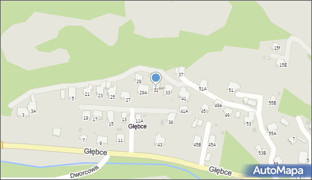 Wisła, Głębce, 31, mapa Wisła