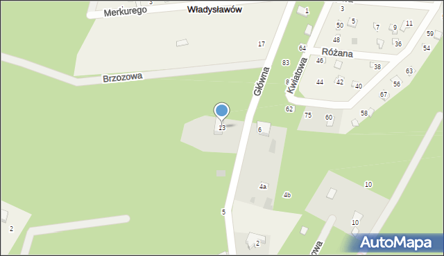 Władysławów, Główna, 13/15, mapa Władysławów