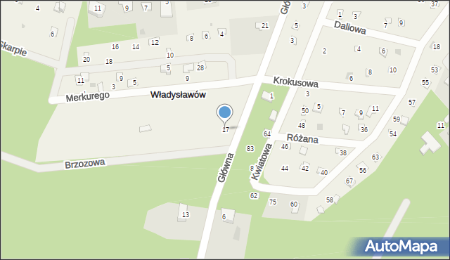 Władysławów, Główna, 17, mapa Władysławów