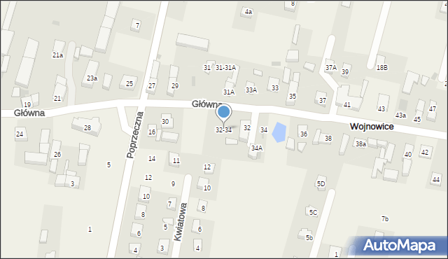Wojnowice, Główna, 32-34, mapa Wojnowice