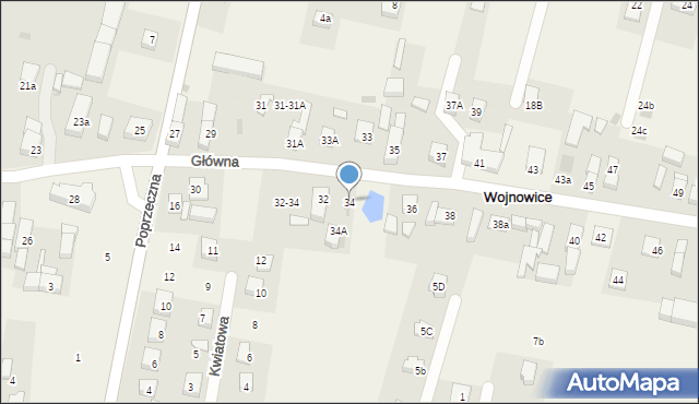 Wojnowice, Główna, 34, mapa Wojnowice