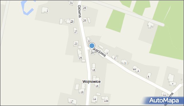 Wojnowice, Główna, 20, mapa Wojnowice