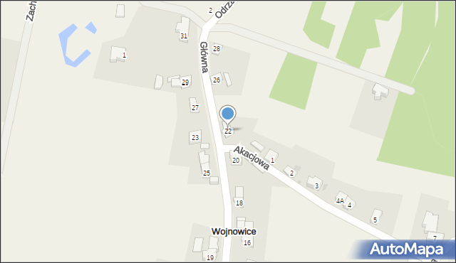 Wojnowice, Główna, 22, mapa Wojnowice