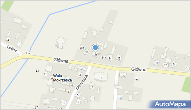 Wola Mokrzeska, Główna, 36, mapa Wola Mokrzeska