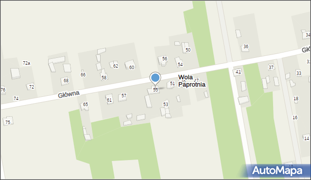 Wola Paprotnia, Główna, 55, mapa Wola Paprotnia