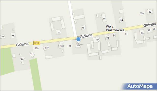 Wola Prażmowska, Główna, 99, mapa Wola Prażmowska