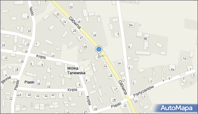 Wólka Tanewska, Główna, 23, mapa Wólka Tanewska