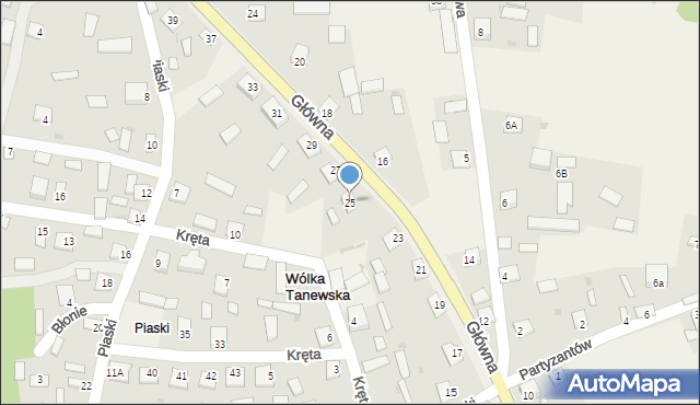 Wólka Tanewska, Główna, 25, mapa Wólka Tanewska