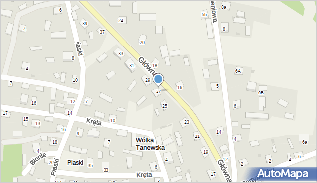 Wólka Tanewska, Główna, 27, mapa Wólka Tanewska