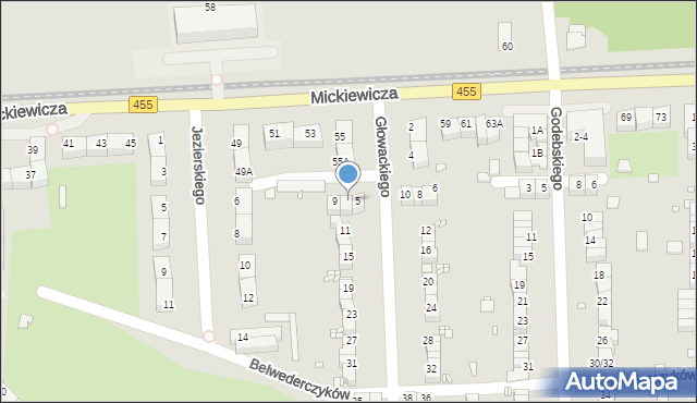 Wrocław, Głowackiego Bartosza, 7, mapa Wrocławia