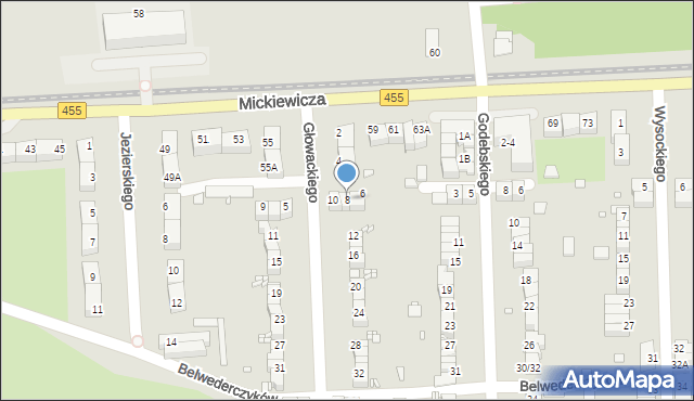 Wrocław, Głowackiego Bartosza, 8, mapa Wrocławia