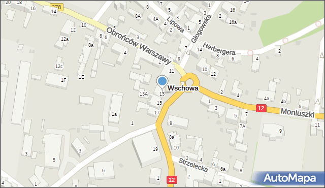 Wschowa, Głogowska, 13, mapa Wschowa