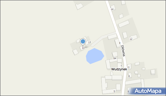 Wudzynek, Główna, 11, mapa Wudzynek