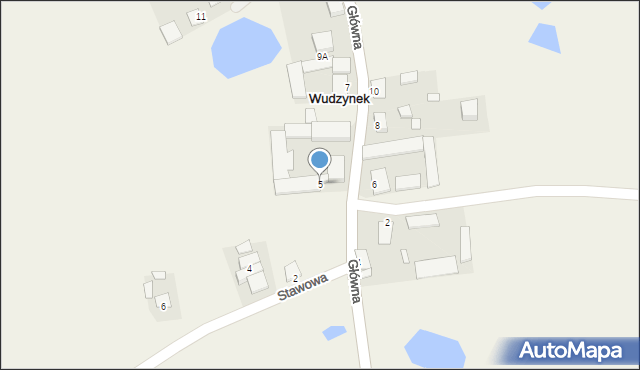 Wudzynek, Główna, 5, mapa Wudzynek