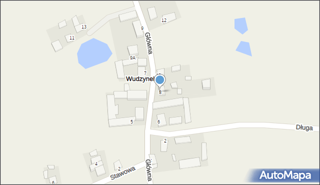 Wudzynek, Główna, 8, mapa Wudzynek