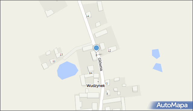 Wudzynek, Główna, 9, mapa Wudzynek