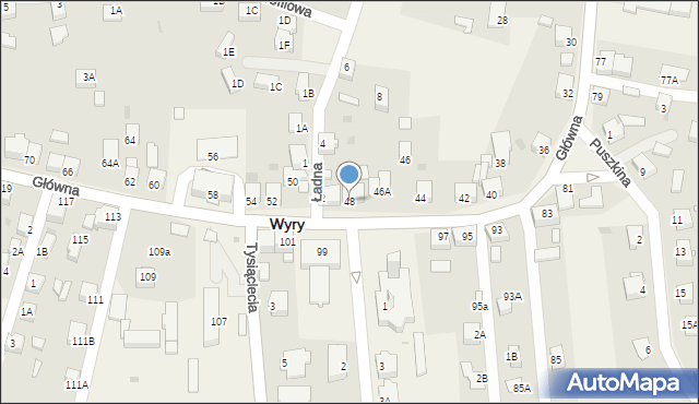 Wyry, Główna, 48, mapa Wyry