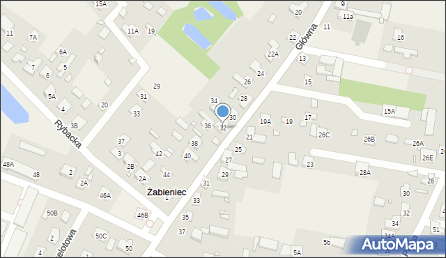 Żabieniec, Główna, 32, mapa Żabieniec