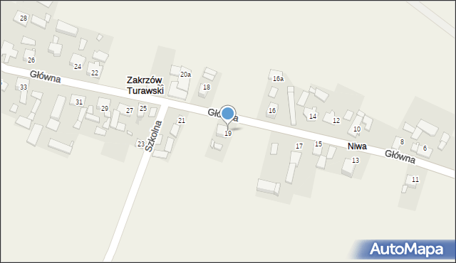 Zakrzów Turawski, Główna, 19, mapa Zakrzów Turawski