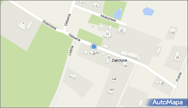 Zakrzyce, Główna, 20, mapa Zakrzyce