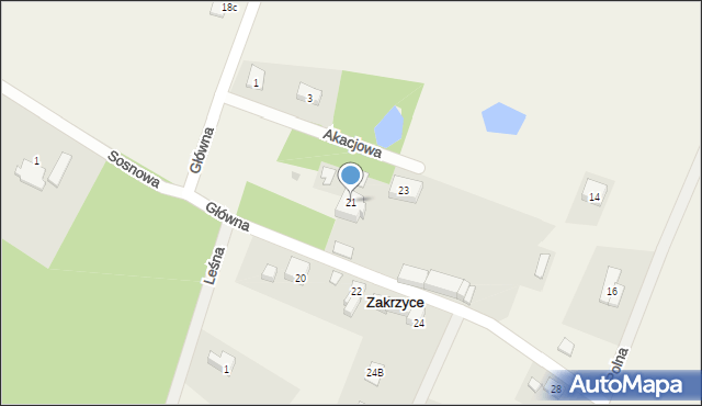 Zakrzyce, Główna, 21, mapa Zakrzyce