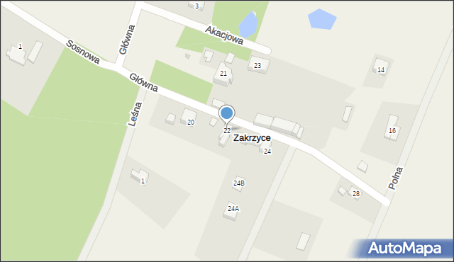 Zakrzyce, Główna, 22, mapa Zakrzyce