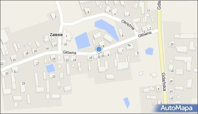 Zalesie, Główna, 11, mapa Zalesie