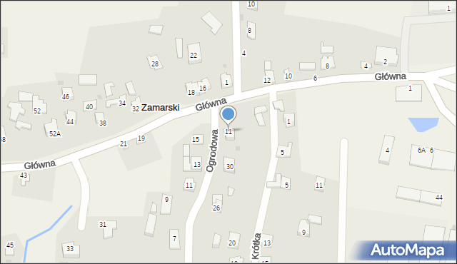 Zamarski, Główna, 11, mapa Zamarski