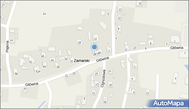 Zamarski, Główna, 18, mapa Zamarski