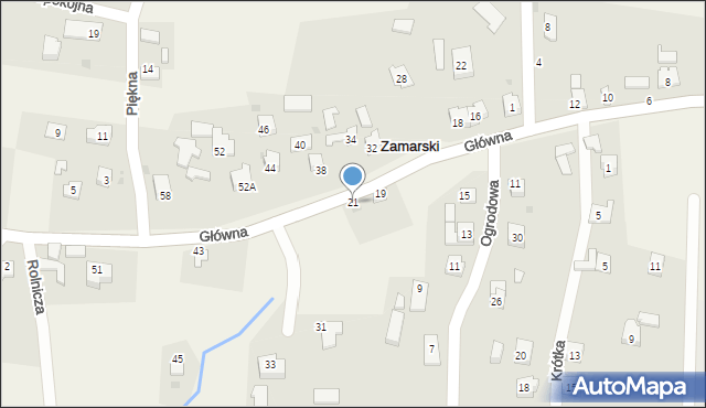 Zamarski, Główna, 21, mapa Zamarski