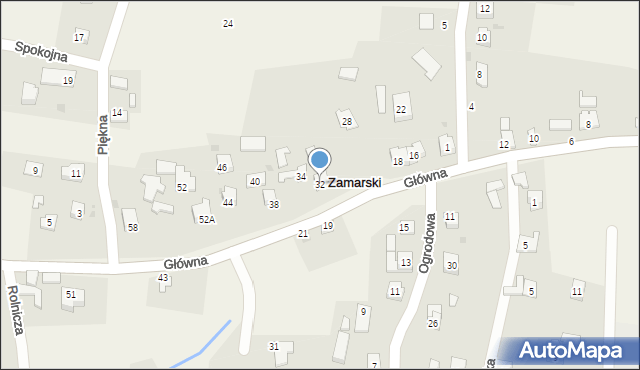 Zamarski, Główna, 32, mapa Zamarski