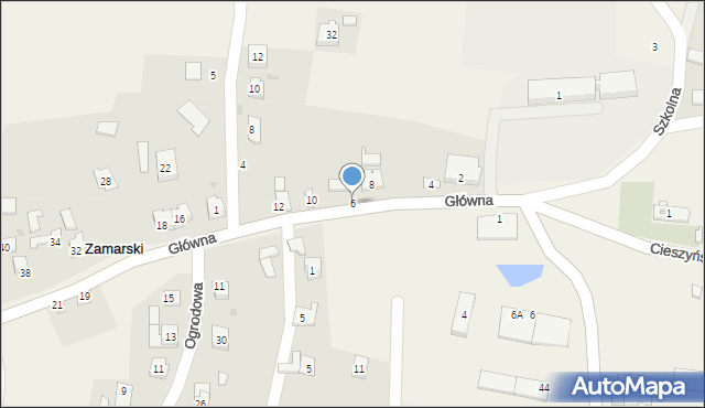 Zamarski, Główna, 6, mapa Zamarski