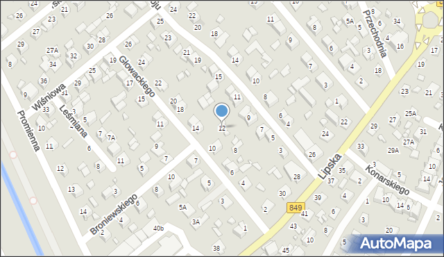Zamość, Głowackiego Wojciecha, 12, mapa Zamościa