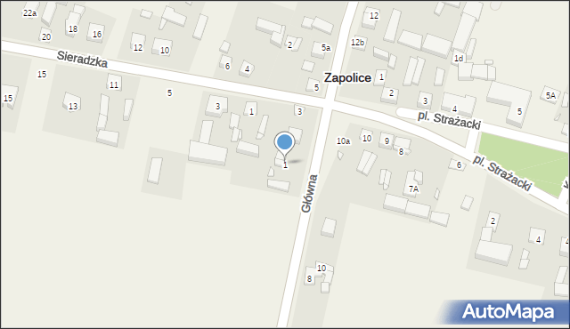 Zapolice, Główna, 1, mapa Zapolice