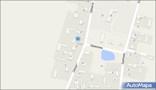 Zawada, Główna, 13A, mapa Zawada