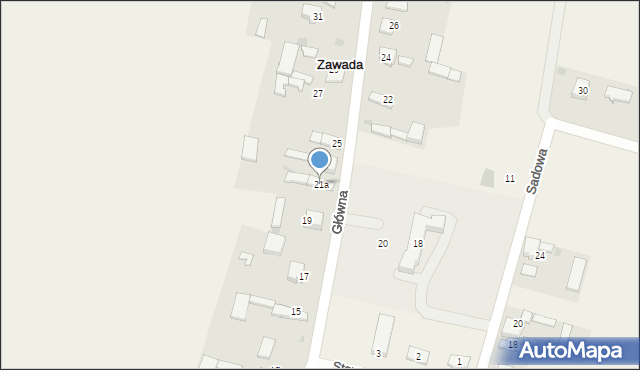 Zawada, Główna, 21a, mapa Zawada