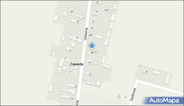 Zawada, Główna, 26, mapa Zawada