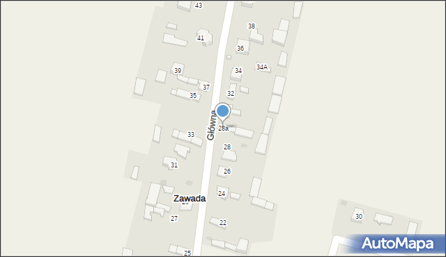 Zawada, Główna, 28a, mapa Zawada