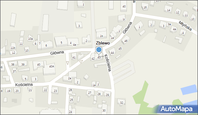 Zblewo, Główna, 43, mapa Zblewo