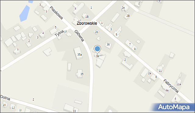 Zborowskie, Główna, 34, mapa Zborowskie