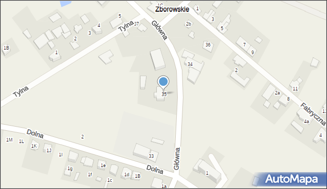 Zborowskie, Główna, 35, mapa Zborowskie
