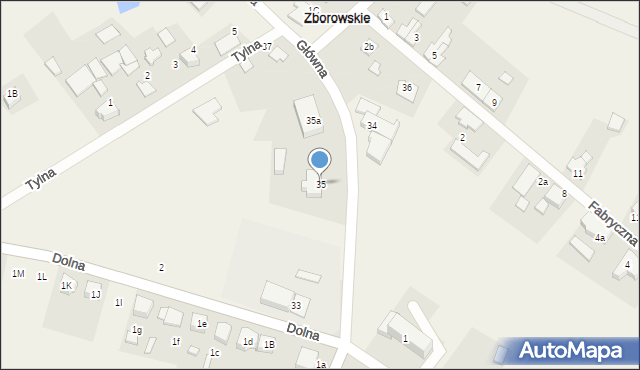 Zborowskie, Główna, 35, mapa Zborowskie