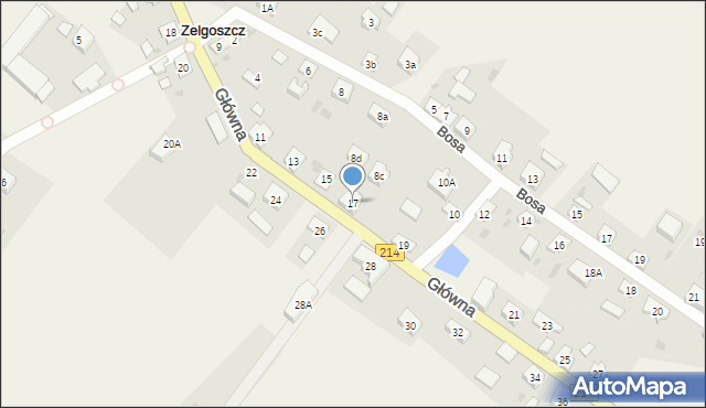 Zelgoszcz, Główna, 17, mapa Zelgoszcz