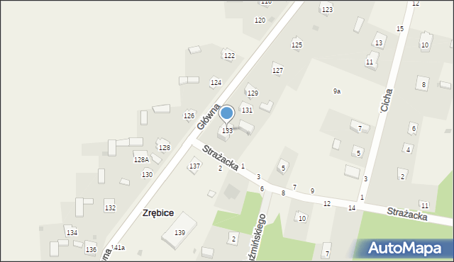 Zrębice, Główna, 133, mapa Zrębice