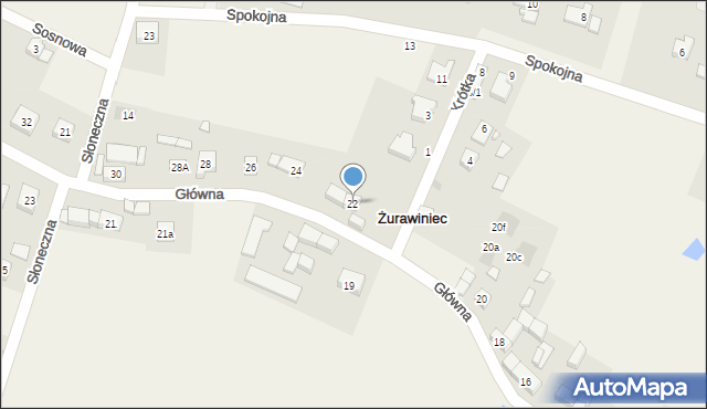 Żurawiniec, Główna, 22, mapa Żurawiniec