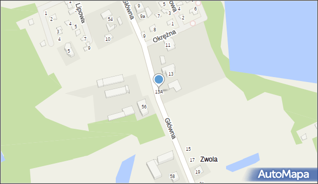 Zwola, Główna, 13A, mapa Zwola