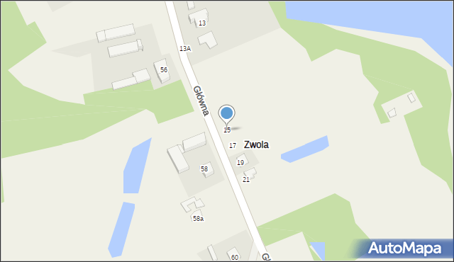 Zwola, Główna, 15, mapa Zwola