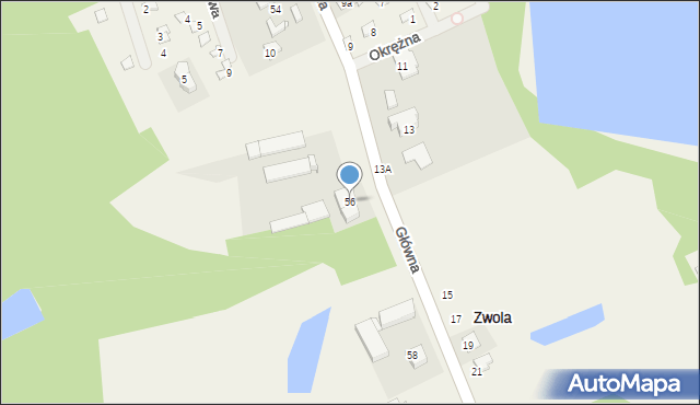 Zwola, Główna, 56, mapa Zwola