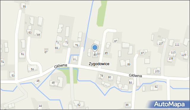 Zygodowice, Główna, 83, mapa Zygodowice